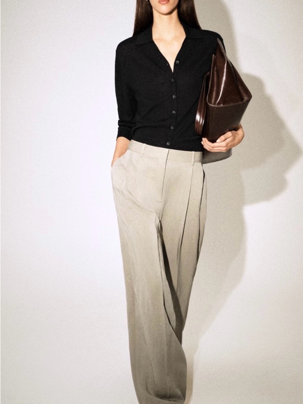 COS Wide-Leg Trousers in Light Beige Worn Once Sz 2
